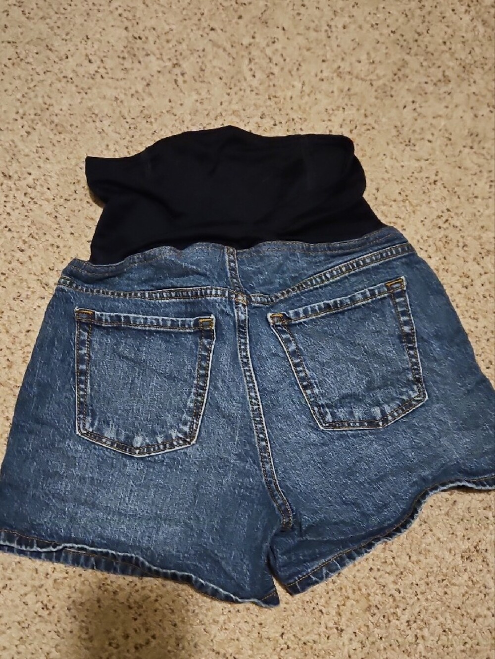 Isabel Maternity by Ingrid & Isabel Blue Denim Shorts with Black Support Panel - Picture 3 of 3